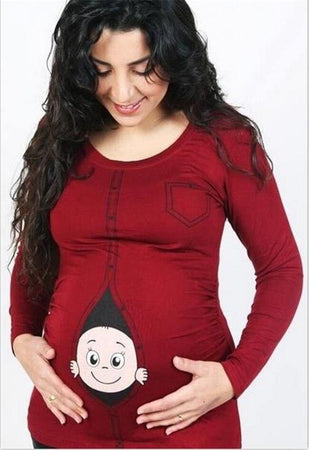 Autumn women maternity t-shirt full sleeve tops pregnancy clothes cartoon casual sweatshirt mother's maternity tops clothes