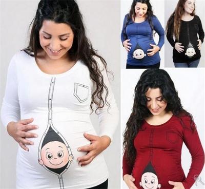 Autumn women maternity t-shirt full sleeve tops pregnancy clothes cartoon casual sweatshirt mother's maternity tops clothes