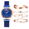 Luxury Magnet Buckle Flower  Ladies Quartz Wrist Watch &  Bracelet Set