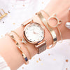 Luxury Magnet Buckle Flower  Ladies Quartz Wrist Watch &  Bracelet Set