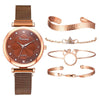 Luxury Magnet Buckle Flower  Ladies Quartz Wrist Watch &  Bracelet Set