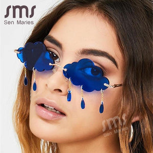 Fashion Rimless Vintage Clouds Tassel Steampunk Sunglasses