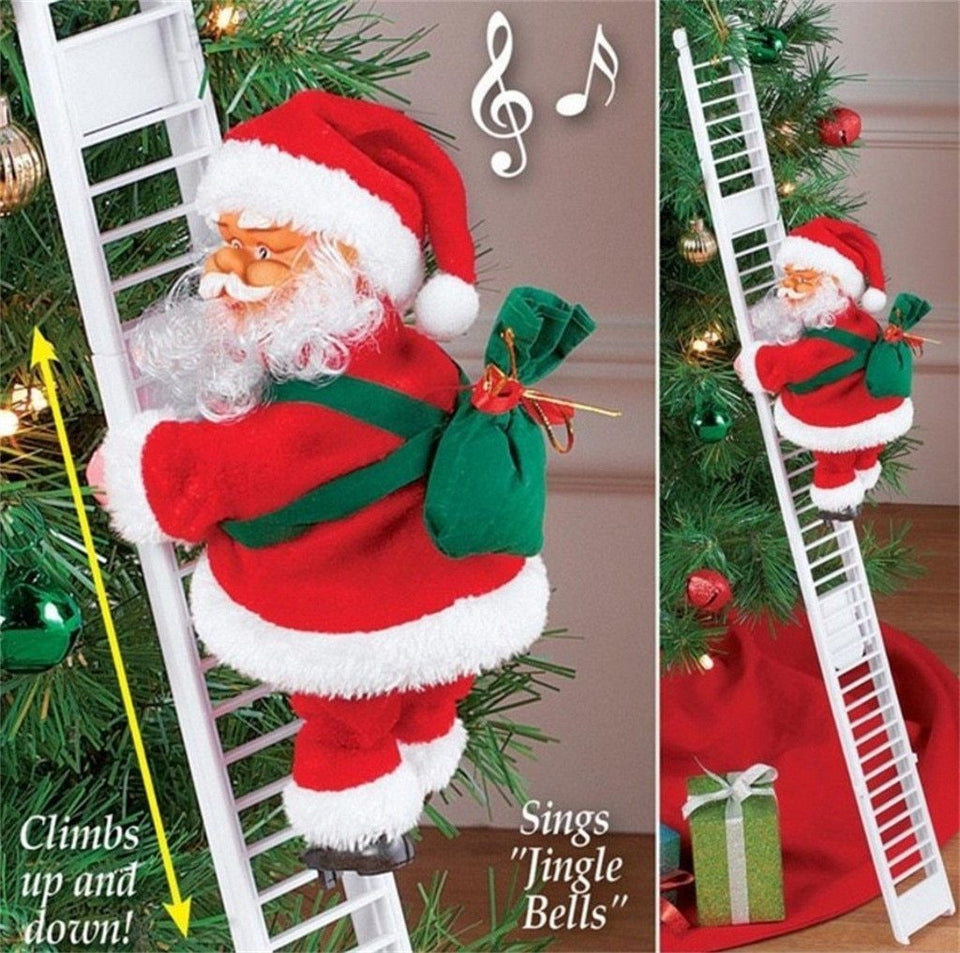 Christmas Santa Claus Electric Climb Ladder Hanging Decoration Christmas Tree Ornaments Funny New Year Kids Gifts Toys M810#
