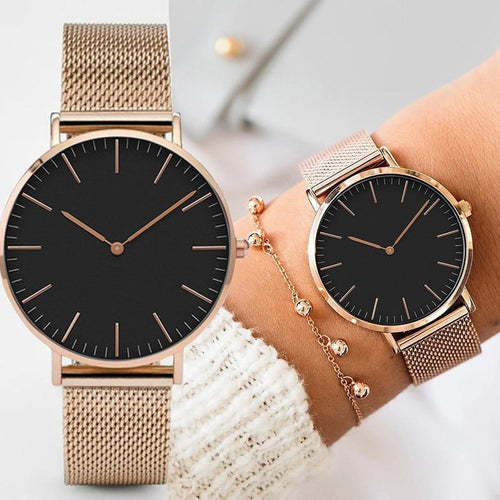 Ultra Thin Stainless Steel Mesh Belt Quartz Wrist Watch