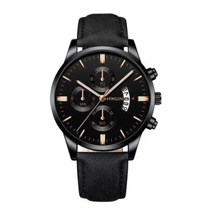 Luxury Mens Alloy Case Leather Watch