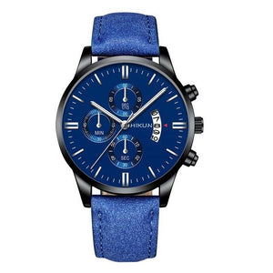 Luxury Mens Alloy Case Leather Watch