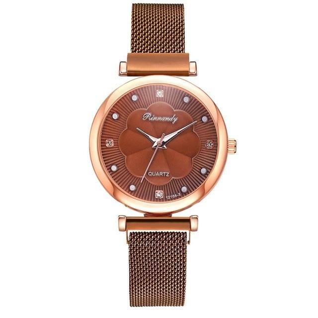 Luxury Magnet Buckle Flower Rhinestone Watch Ladies