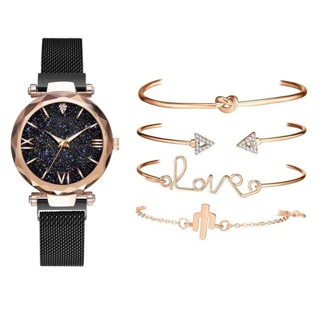 Magnetic Starry Sky Female Clock Quartz Wristwatch