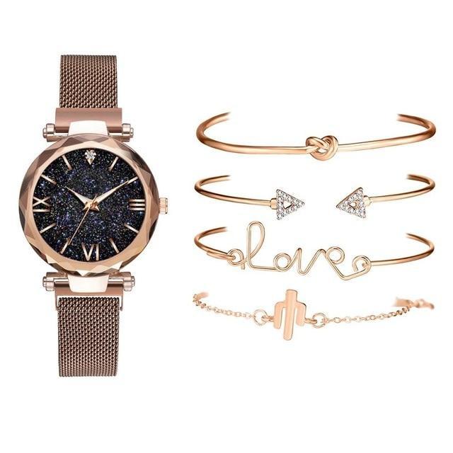 Magnetic Starry Sky Female Clock Quartz Wristwatch