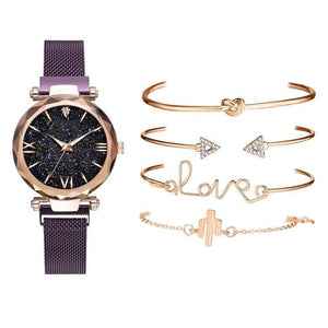 Magnetic Starry Sky Female Clock Quartz Wristwatch