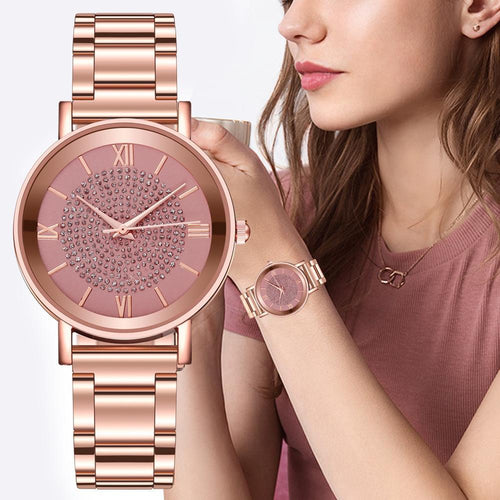 Luxury Diamond Rose Gold Ladies Wrist Watches