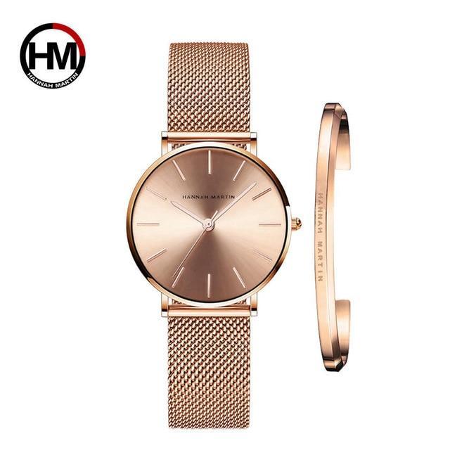 Rose Gold Stainless Steel Mesh Ladies watch relogio feminino