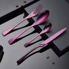 Spklifey Rainbow Cutlery Black Dinnerware Set 304 Stainless Steel Cutlery Set Knife Fork Spoon Tableware Wedding Silverware Set