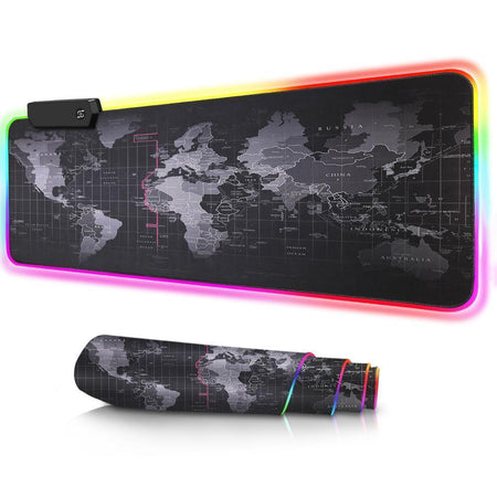 Premium XL Extended LED Mouse Pad - World Map