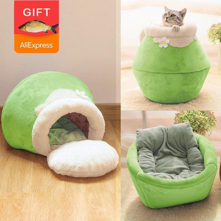 Winter Warm Plush Soft Cat Bed Portable Foldable