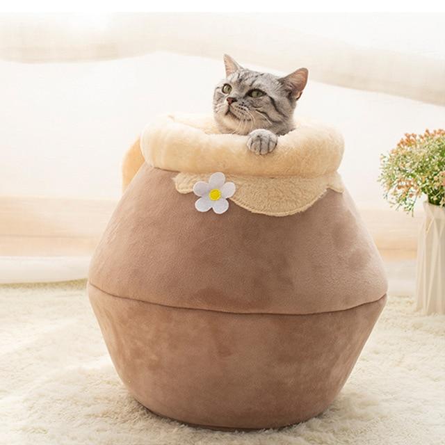 Winter Warm Plush Soft Cat Bed Portable Foldable