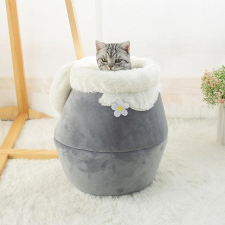 Winter Warm Plush Soft Cat Bed Portable Foldable