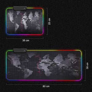 Premium XL Extended LED Mouse Pad - World Map