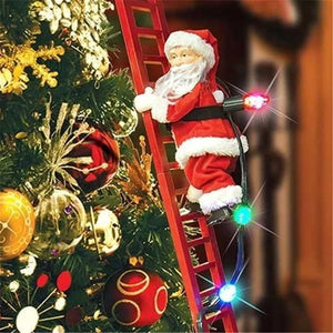 Christmas Electric Santa Claus Climbing Ladder Doll Xmas Decor