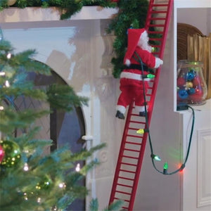 Christmas Electric Santa Claus Climbing Ladder Doll Xmas Decor