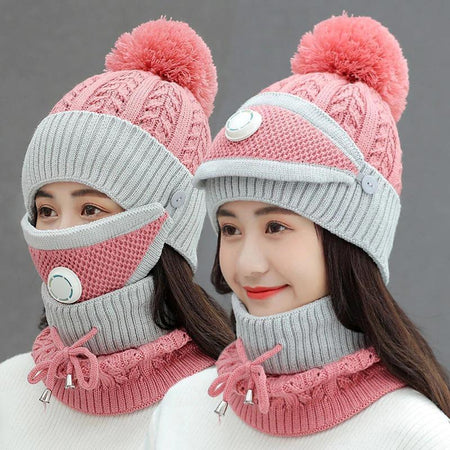 3PCS WOMEN WINTER SCARF SET